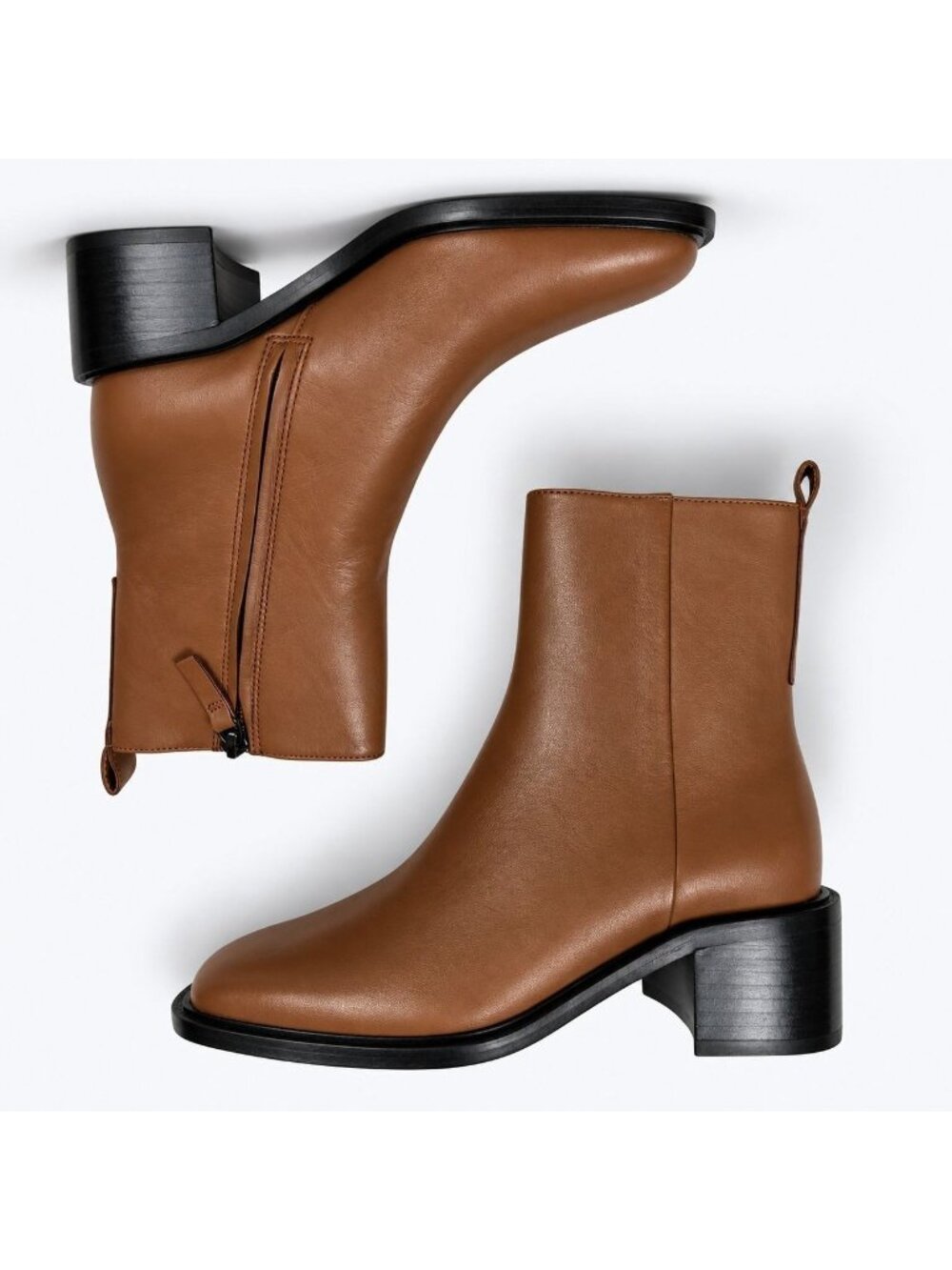 Everlane The City Boot Women's 5.5 Saddle Brown Leather Ankle Boots Side Zip NIB